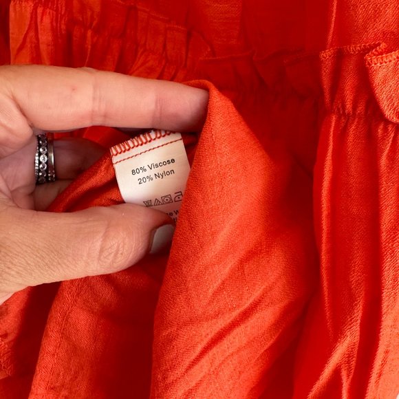 Gavot NWT Orange Babydoll Flare Mini Dress Tie Straps Pullover Lightweight M - Picture 9 of 10